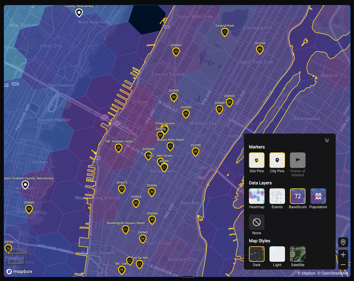 Map with BaseScore data layer active