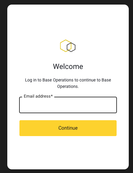 Login screen
