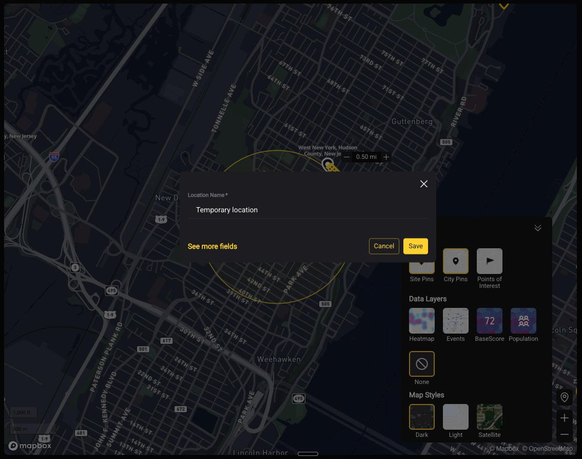 Save Location prompt after search