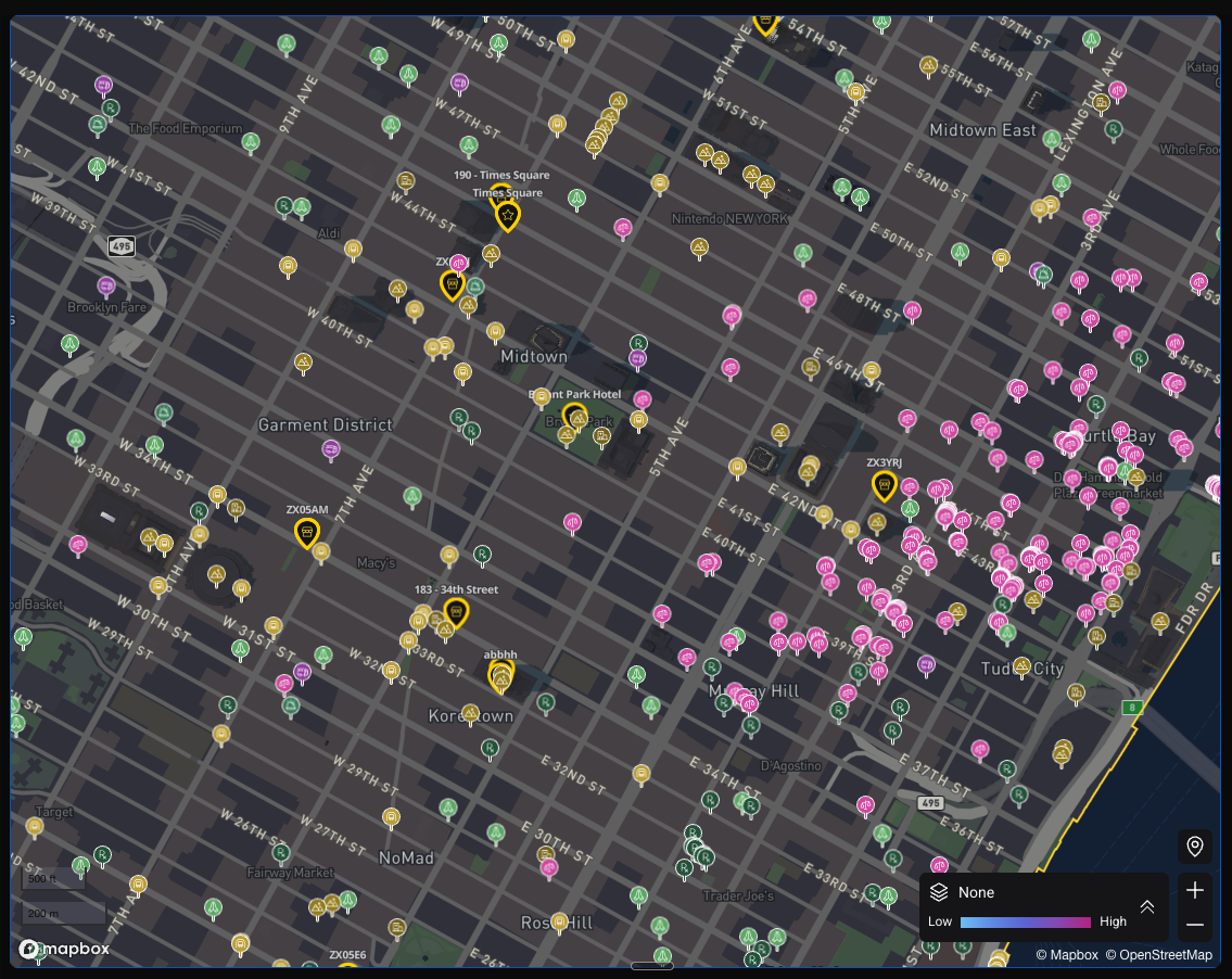 Map with Points of Interest layer active
